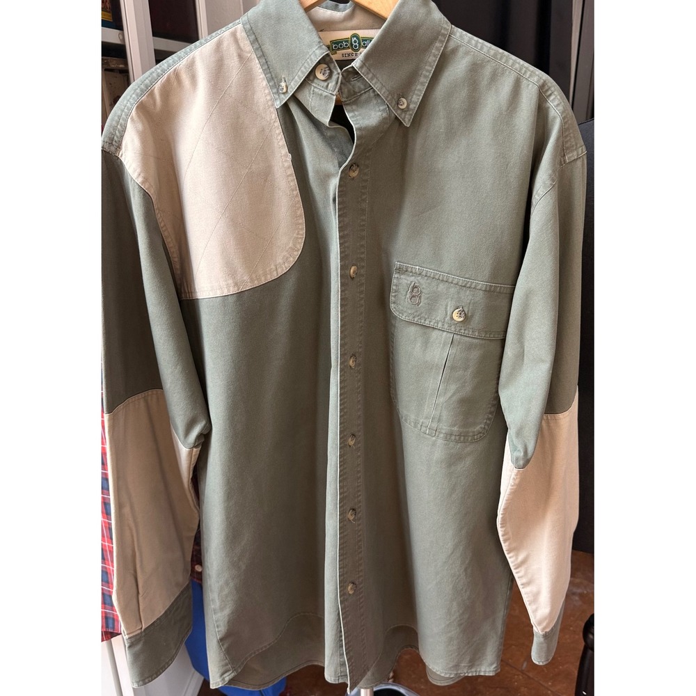 Bob Allen Button Down Shirt Mens M Green Colorblock Shooting Hunting Cotton